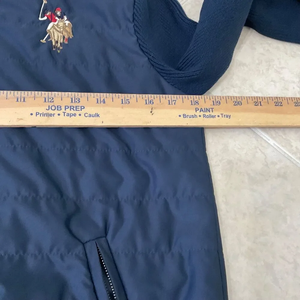 US POLO Assn. Zip up logo hooded Quilted Jacket Size Youth 11/12 blue